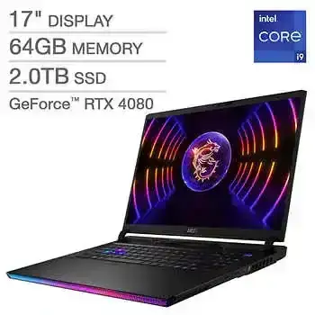 MSI Raider GE78HX 17 Laptop with 13th Gen Intel Core i9 Processor and GeForce RTX 4080 Graphics