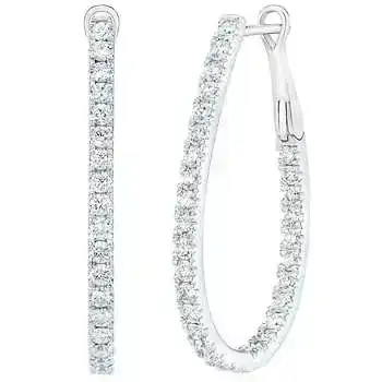 Round Brilliant 2.00 ctw VS2 Clarity, G Color Diamond 14kt White Gold Hoop Earrings