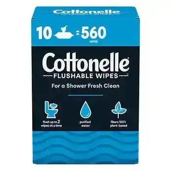 Cottonelle Fresh Care Flushable Wipes, 560 Wipes