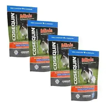 Cosequin Minis Maximum Strength with MSM Plus Omega-3’s Joint Health Supplement for Dogs, 45-Count Soft Chews, 4-Pack