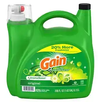 Gain Ultra Concentrated +AromaBoost Liquid Laundry Detergent, Original, 159 Loads, 208 fl oz