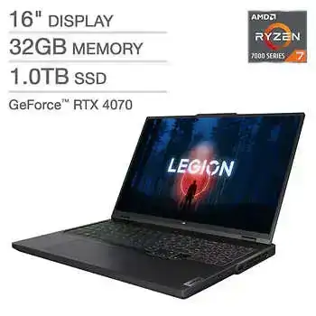 Lenovo LEGION 5 Pro 16-inch Gaming Laptop with AMD Ryzen 7 Processor and GeForce RTX 4070 Graphics, Onyx Grey