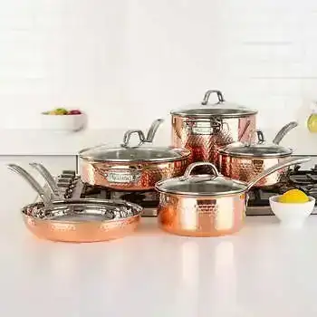 10-Piece, 3-Ply Copper Clad Cookware Set