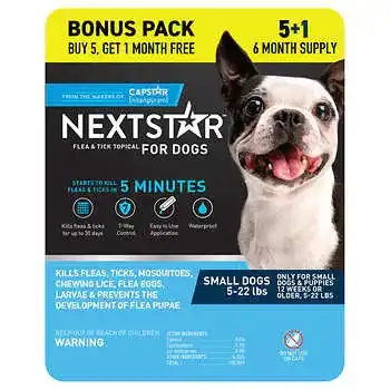 NEXTSTAR Flea & Tick Topical Prevention for Dogs 5-22 lbs, 6-Month Supply