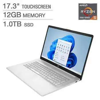 HP 17.3-inch Touchscreen Laptop with AMD Ryzen 5 7530U Processor and Windows 11
