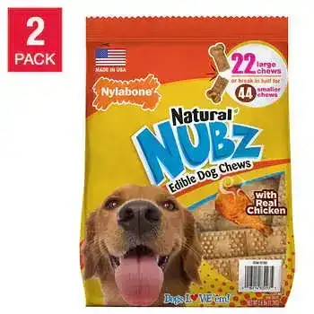 Nylabone NUBZ Dog Chews, 22-Count, 2-Pack