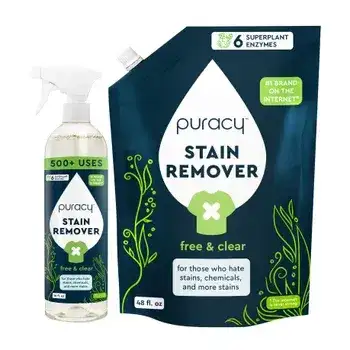 Puracy Stain Remover, Free & Clear, 16 fl oz Spray + 48 fl oz Refill