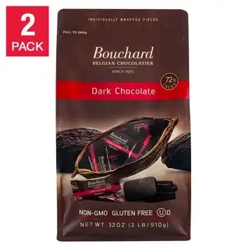 Bouchard Belgian Napolitains Premium Dark Chocolate 32 oz, 2-Pack