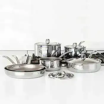 Viking 10-Piece, 3-Ply Clad Stainless Steel Cookware Set with Metal Lids