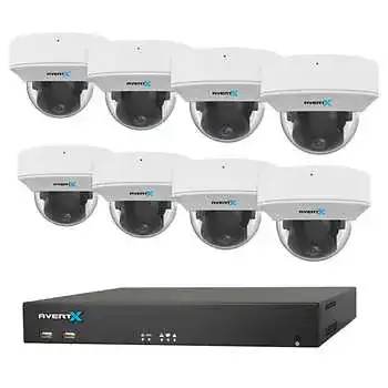 AvertX 16 Channel 4K NVR Security Camera System with 8TB HDD and 8 4K Autofocus Zoom Dome Cameras with Smart Analytics