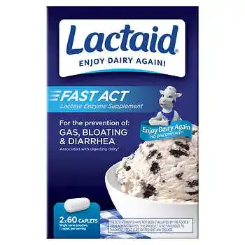 Lactaid Fast Act Lactase Enzyme Supplement, 120 Caplets