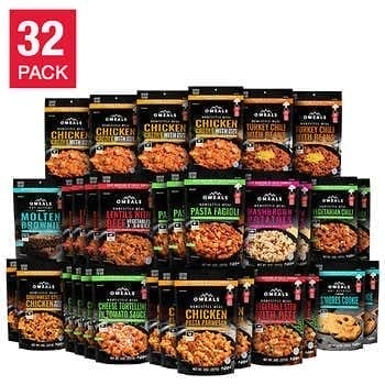 Omeals Self Heating Emergency/Portable Meals 32-Pack High Protein Assortment (32 Total Servings)