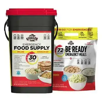 Augason Farms Deluxe 30-Day Emergency Food Supply 5-Gallon Survival Food with 72-Hour Be Ready “On-The-Go” Kit (226 Total Servings)