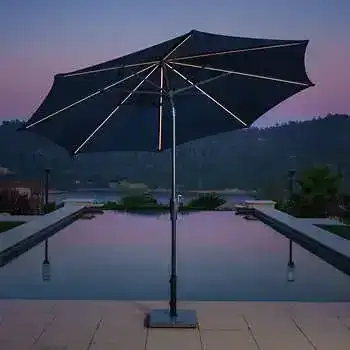 Sunvilla 10' Round Solar LED Market Umbrella