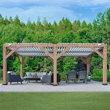 Yardistry Wood Room with Aluminum Louvered Roof 11' x 20'
