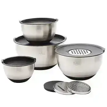 MIU Stainless Steel Mixing Bowl with Graters, Set of 8