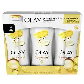 Olay Advanced Moisture Renewal Blend Body Wash, 23.6 oz, 3-Pack