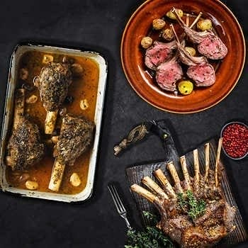 Halal Certified Lamb Box (2/2 20-22 oz Rack of Lambs, 2/2 1.5 lbs Lamb Fore Shank, 1/1 3.5 lbs Denver Ribs) 5 Packs, 9.3 lbs Total