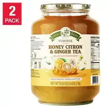 Vonbee Honey Citron & Ginger Tea, 4.4 lbs, 2-Pack