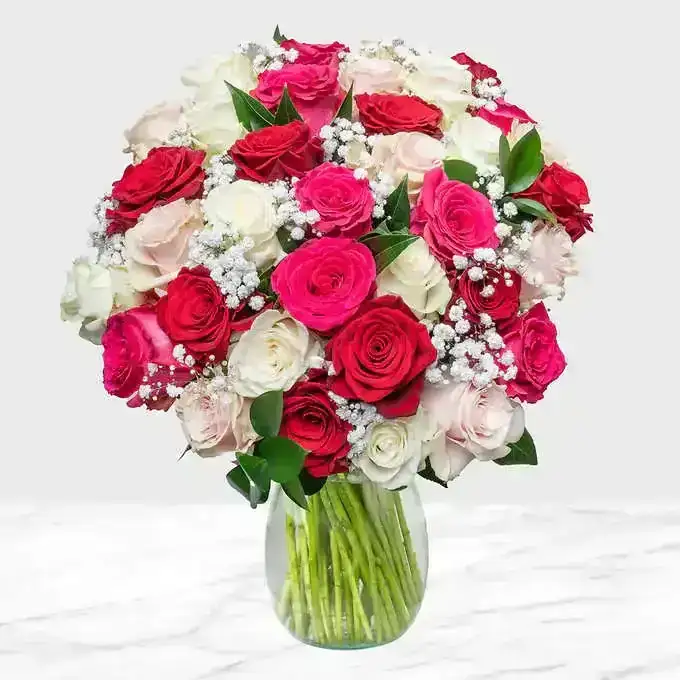 Valentine's Day Red, White and Pink Romance Arrangement