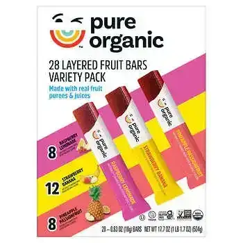 Pure Organic Layered Fruit Bars, Variety Pack, 0.63 oz, 28-Count