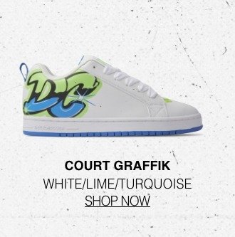 Court Graffik in White/Lime/Turqouise [Shop Now]