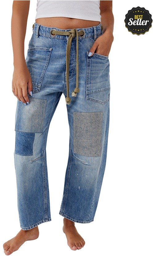 Moxie Low Rise Pull-On Barrel Jeans