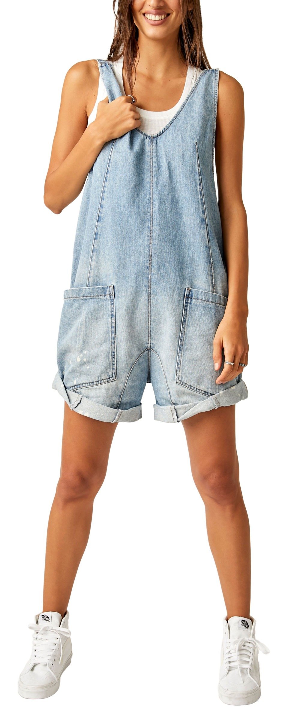 High Roller Denim V-Neck Sleeveless Shortall