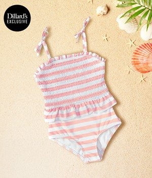 GB GIRLS • Little Girls 2T-6X Smocked Top Striped One-Piece Swimsuit •\xa0Online and select stores.