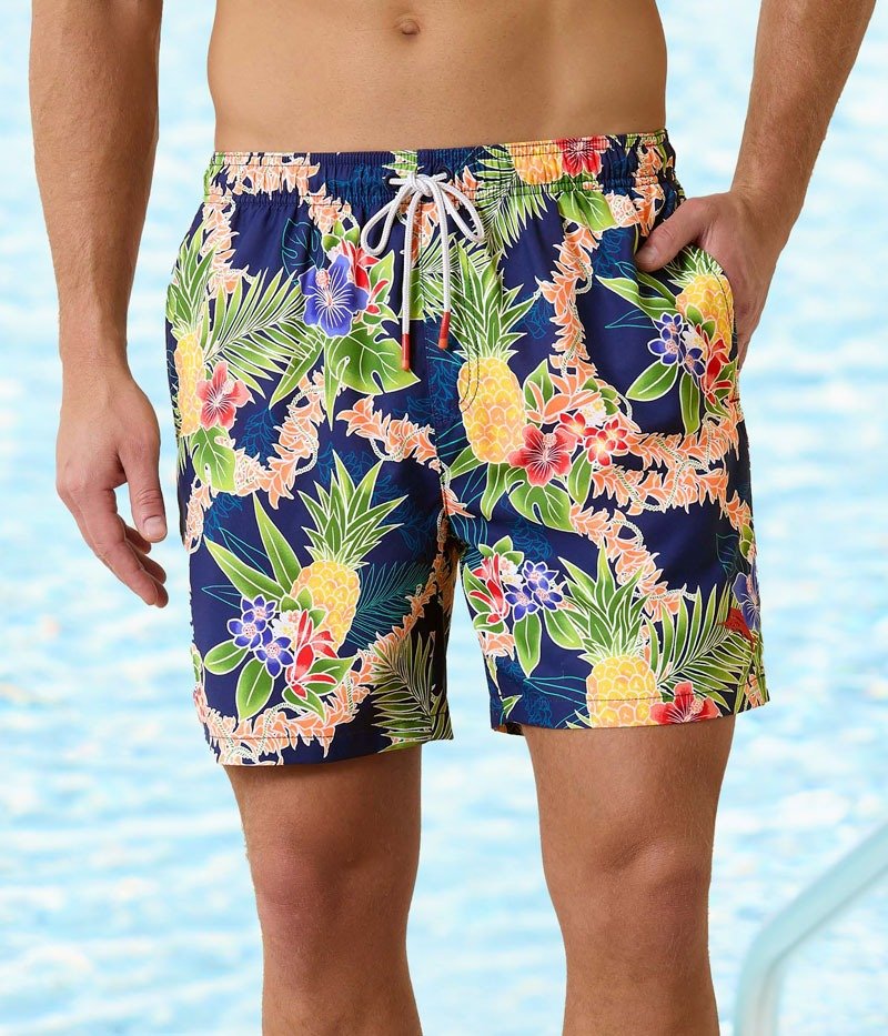 TOMMY BAHAMA Naples Lei N Paradise 6" Inseam Swim Trunks, \\$89.50