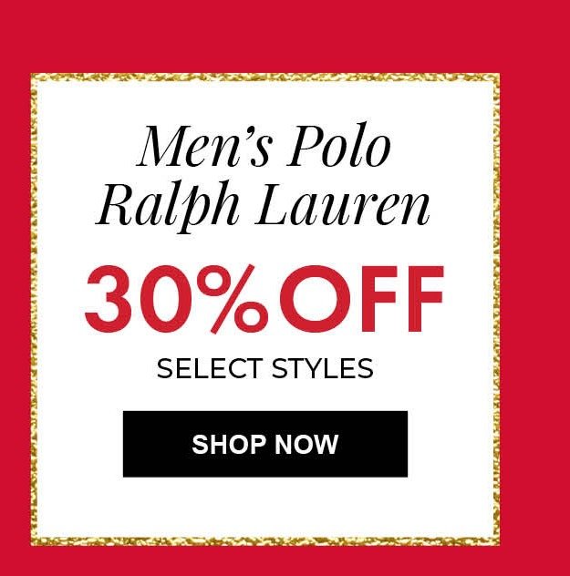 Select Men's Polo Ralph Lauren 30% Off