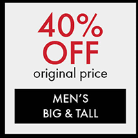 40% OFF Original Price, Men's Big & Tall\xa0