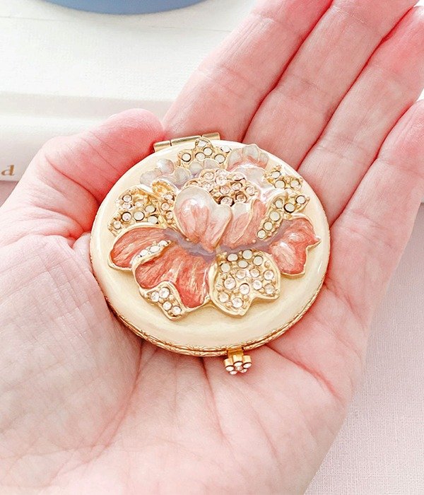 JAY STRONGWATER • Angela Floral Petals Double-Sided Compact Mirror • SHOP NOW