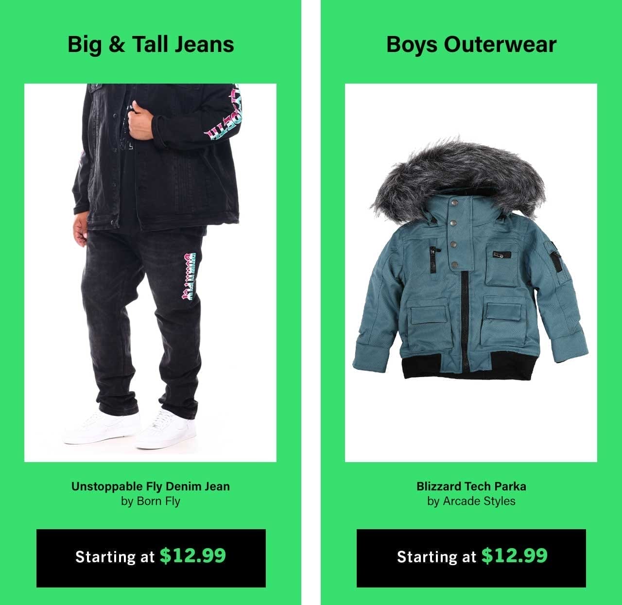 Shop Boys Outerwear and Big and Tall Jeans on Sale!