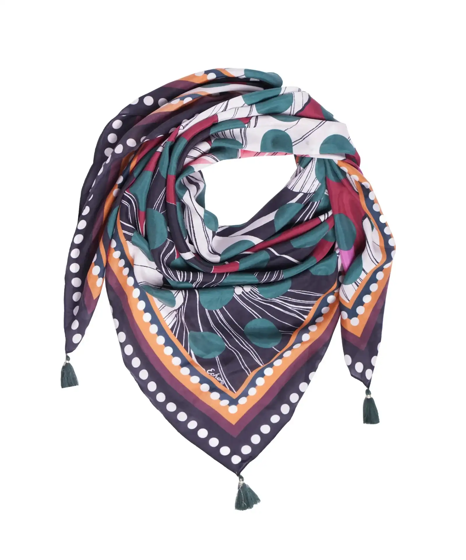 Image of Dotty Floral 42" Tassel Square Scarf