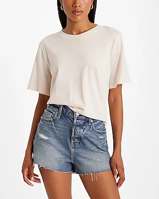 crew neck short sleeve cropped boyfriend tee