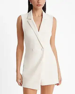 sleeveless double breasted blazer romper