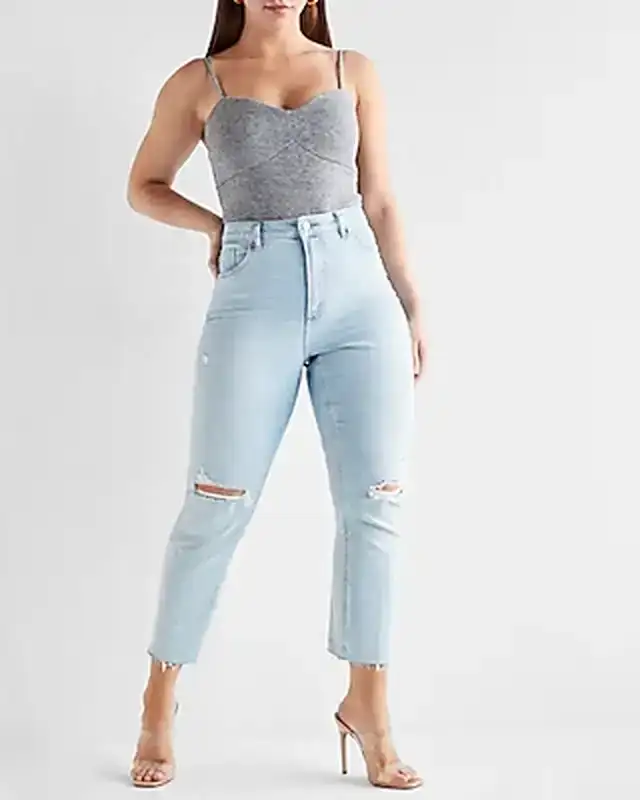 curvy super high waisted ripped mom jeans