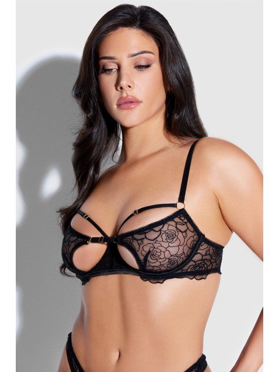 Melrose Strappy Cutout Bra - Black / M