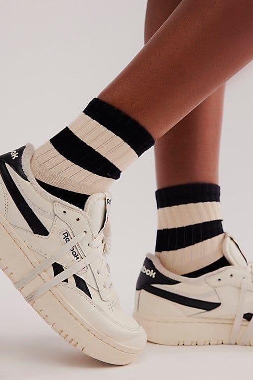 Teddy Stripe Crew Socks