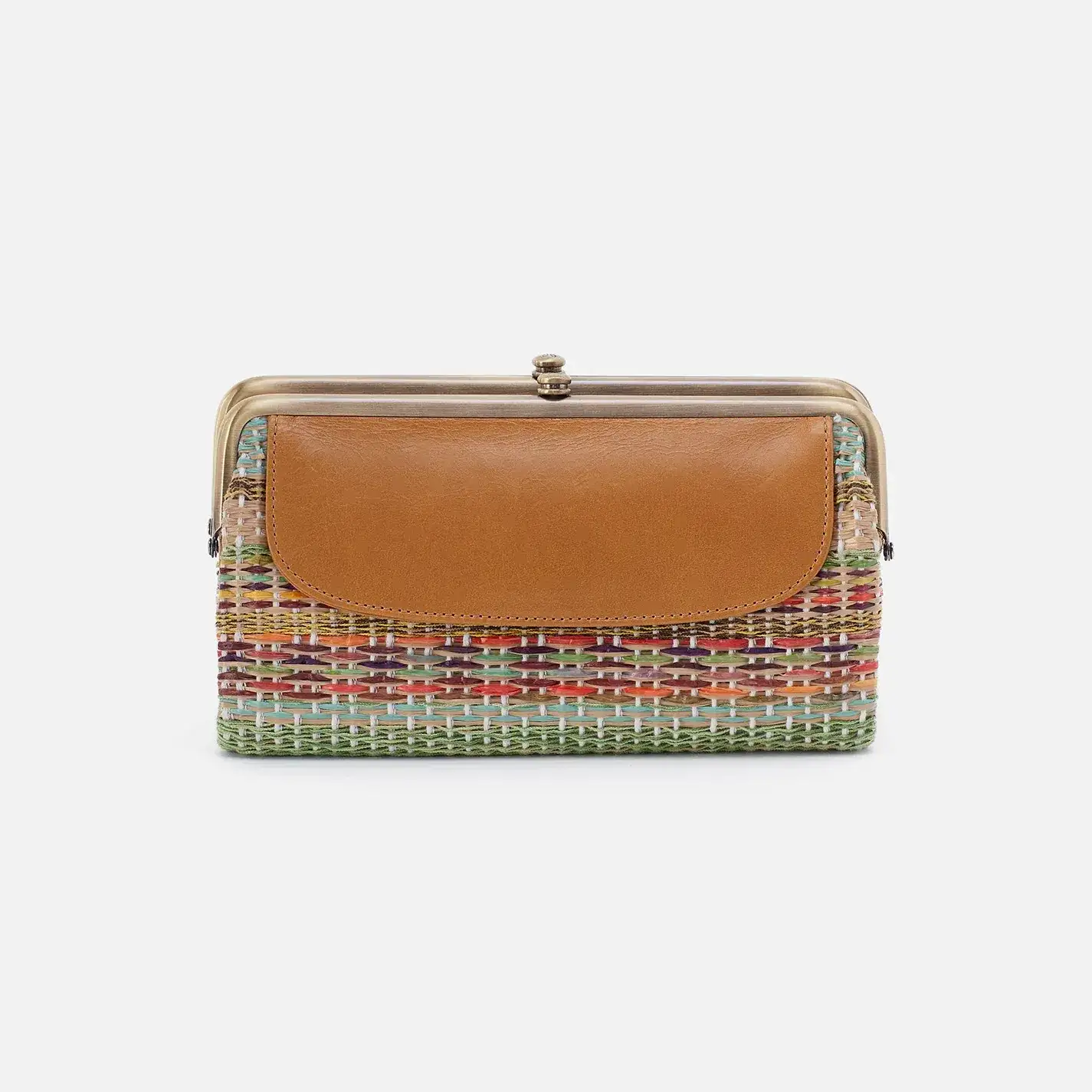 Image of Lauren Clutch-Wallet in Multi Weave With Leather Trim - Sea Dream Stripe