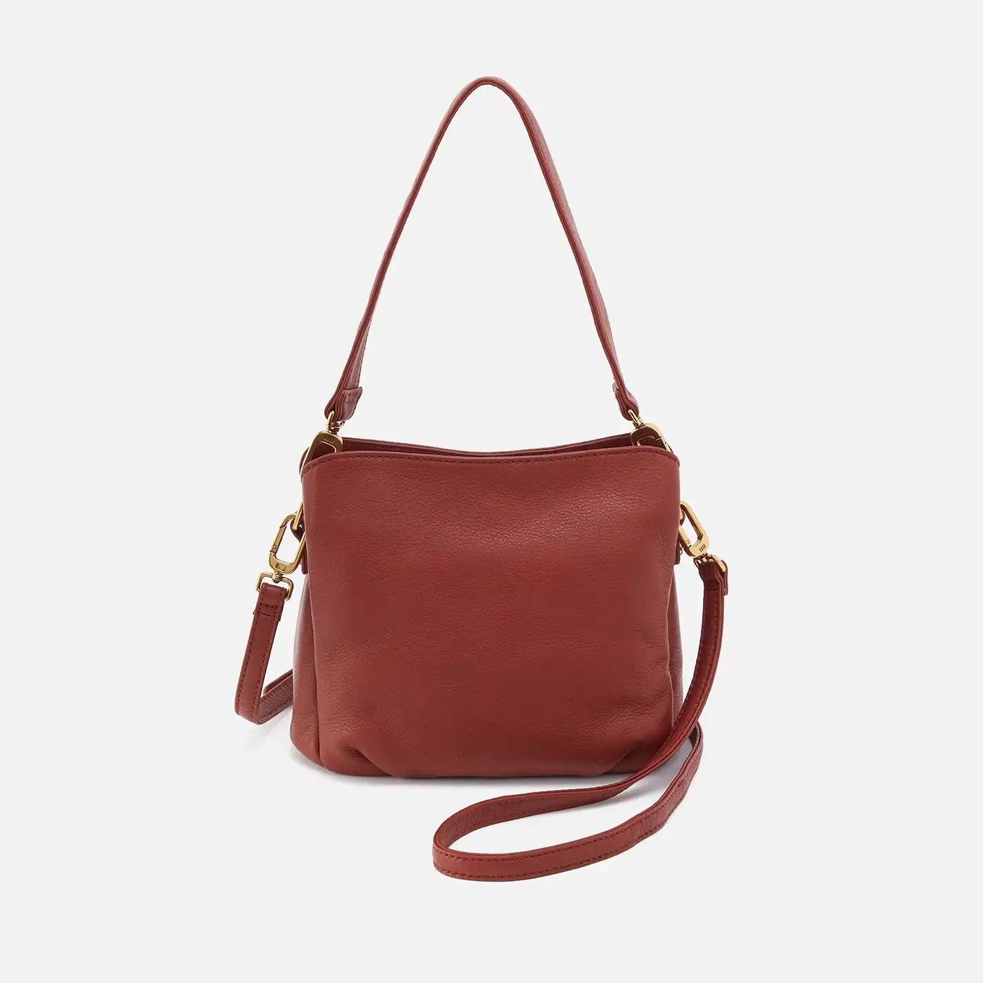 Image of Starr Convertible Shoulder Bag In Pebbled Leather - Rust