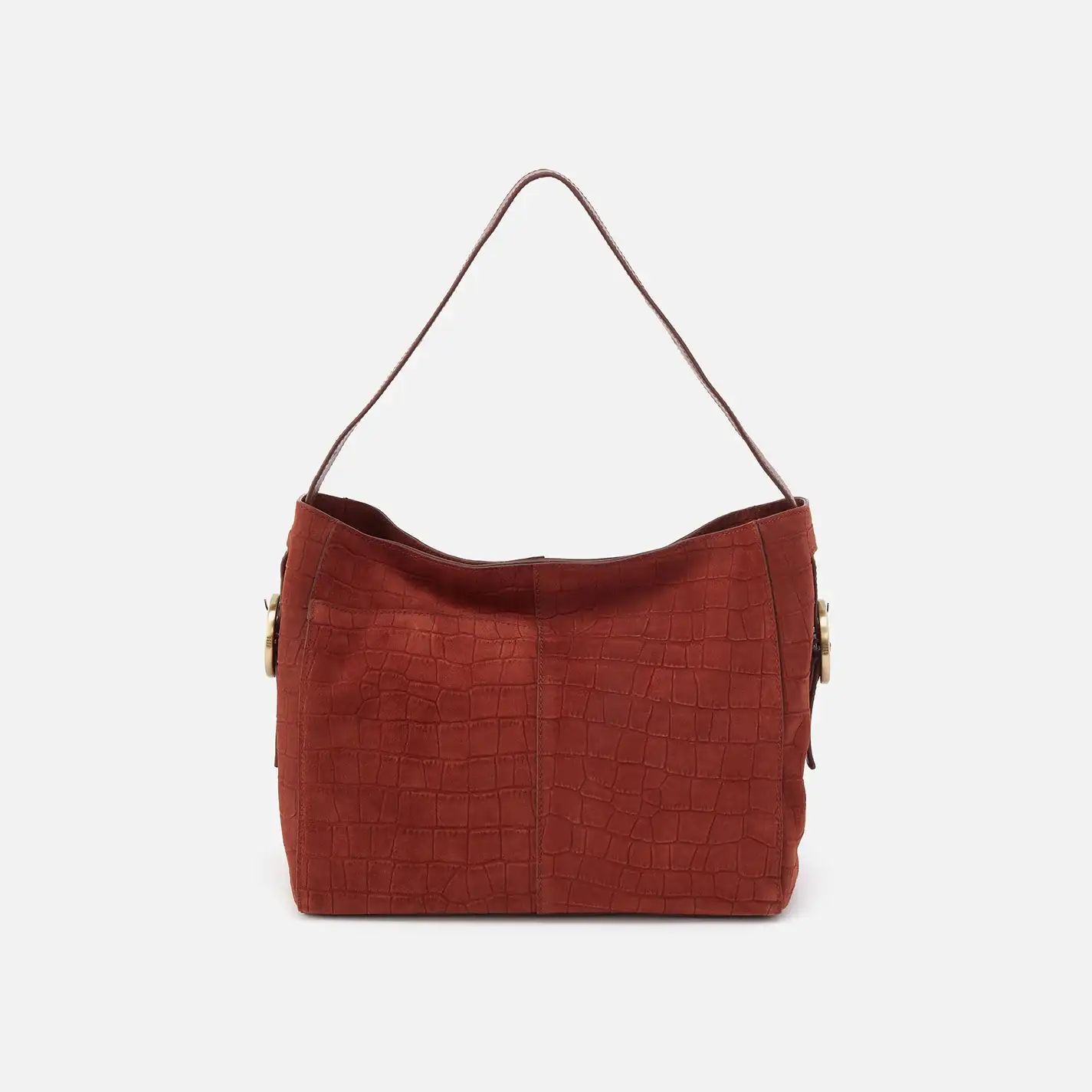 Image of Render Shoulder Bag In Suede - Sequoia Croc Emboss