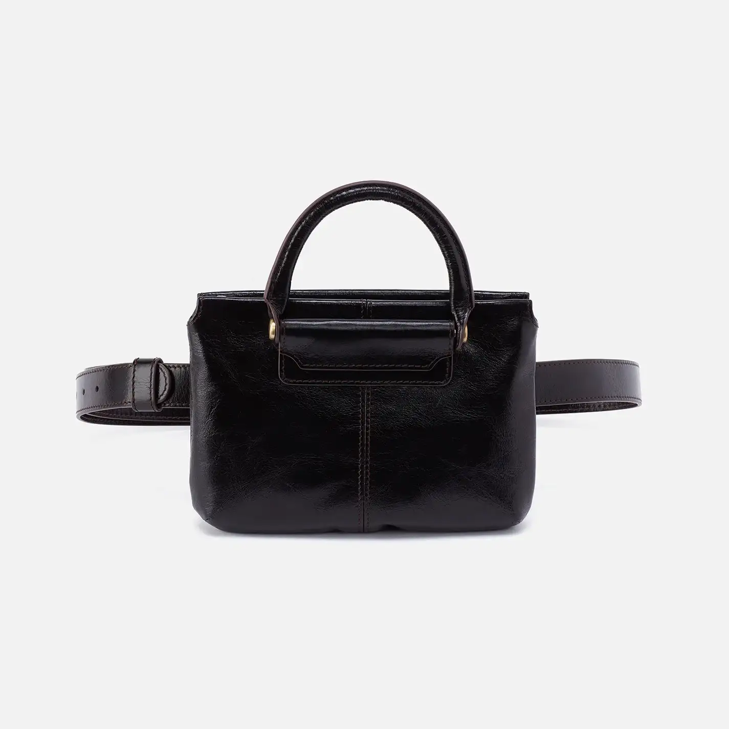 Image of Sheila Belt Bag In Polished Leather - Black