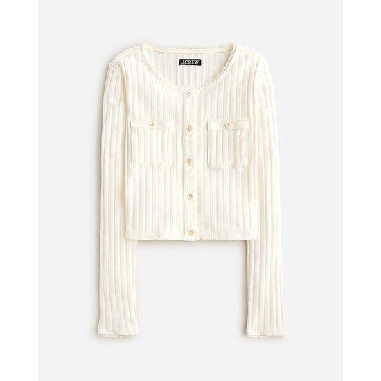 Pointelle cardigan sweater