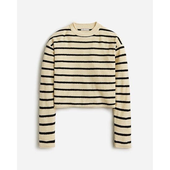 Cropped bouclé Rollneck™ sweater in stripe