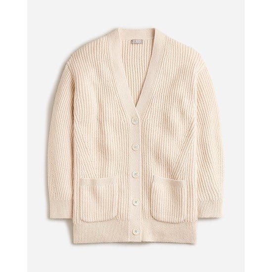 Ribbed V-neck cardigan sweater