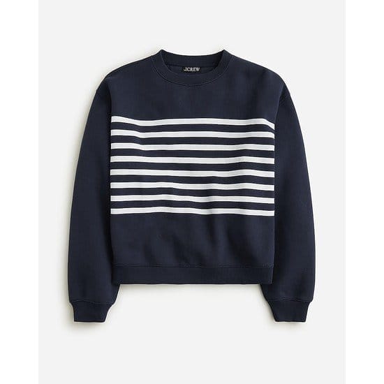 Heritage fleece cropped crewneck sweatshirt in stripe