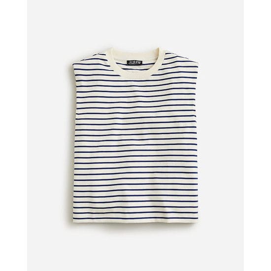 Structured muscle T-shirt in stripe mariner cotton