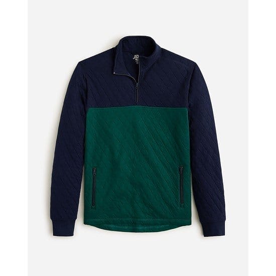 Quilted half-zip pullover in colorblock